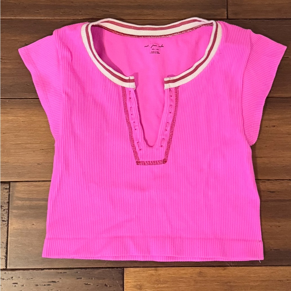 Pink Urban Outfitters Ribbed Crop Top – Size M-L
